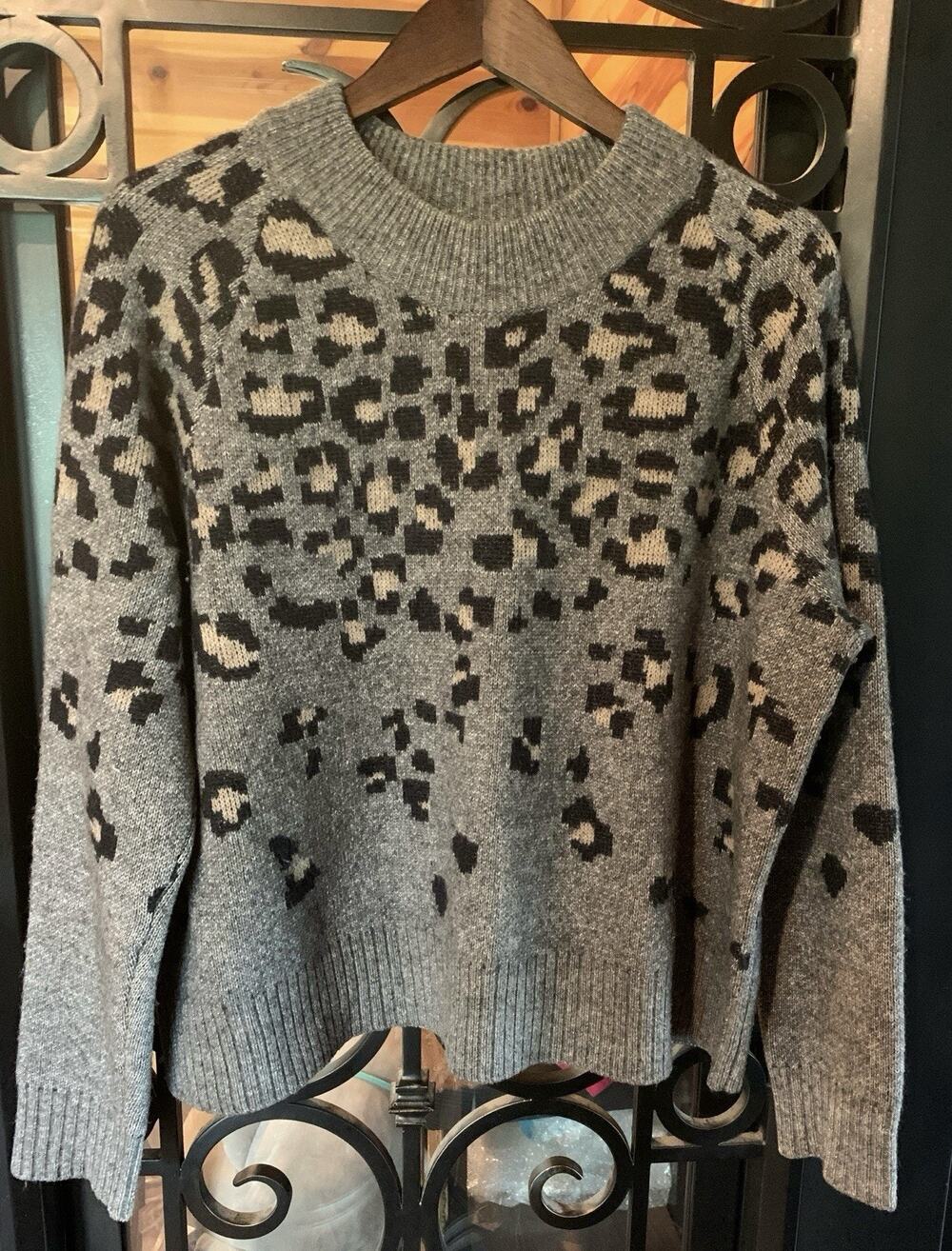 Rag & Bone Womens Isadora Leopard Intarsia Sweater M Wool Alpaca Mohair Blend